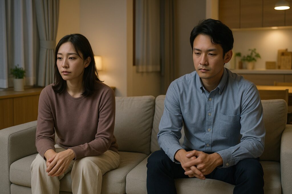 会話が減り距離を感じている30代夫婦のイメージ写真